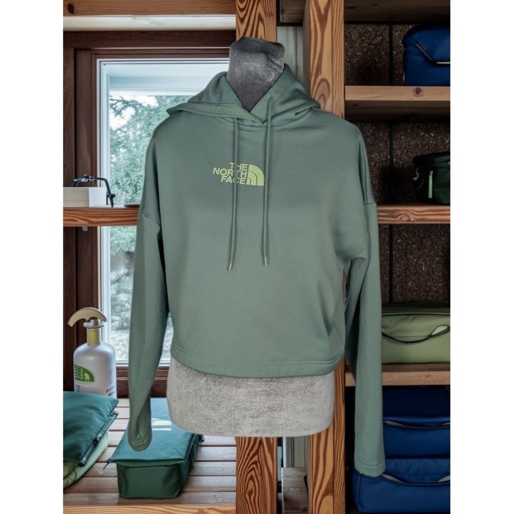 The North Face Evolution Hi Low Fleece Cropped Pullover Hoodie Women's S Sage
